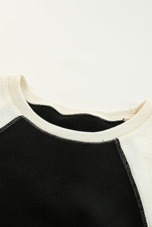 Colorblock Long Sleeve Pullover Fleece Sweatshirt